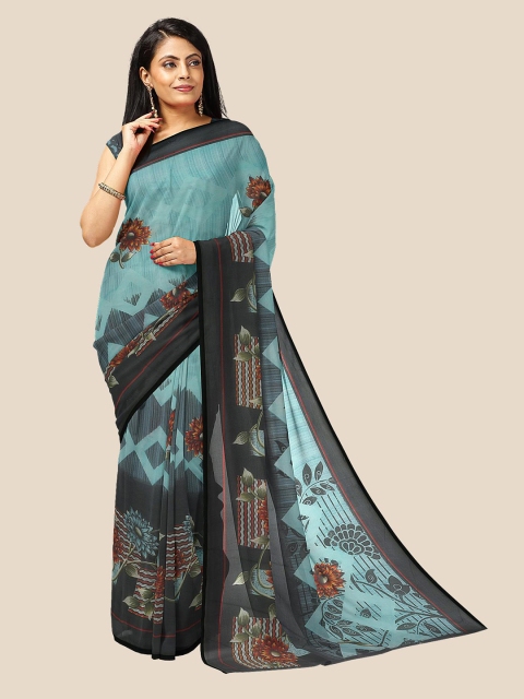 

Kalamandir Blue & Grey Floral Georgette Saree