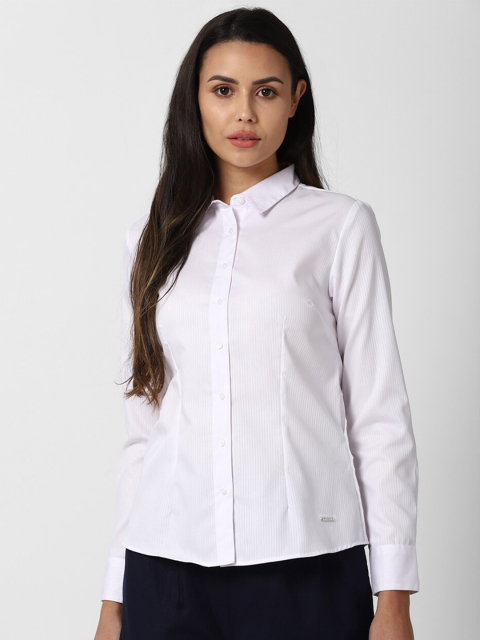 

Van Heusen Woman White Solid Casual Shirt