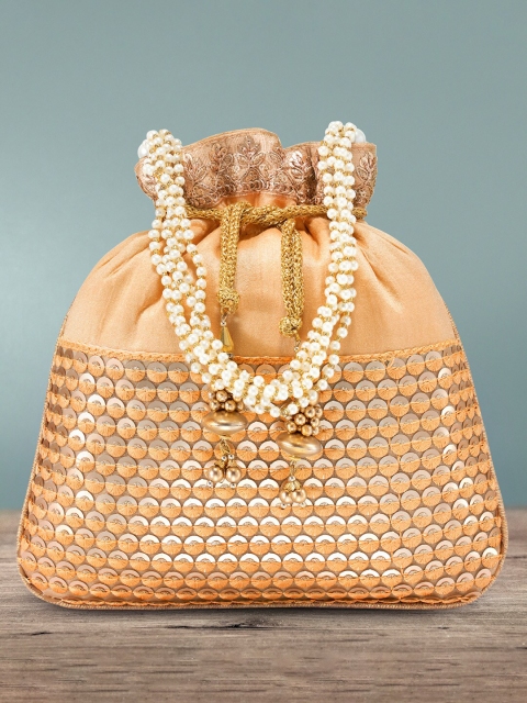 

Peora Peach-Coloured Embellished Potli Clutch