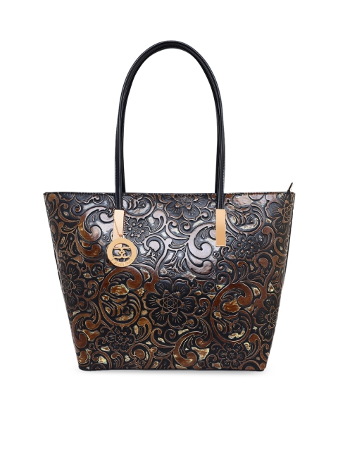 

ESBEDA Brown Printed PU Shopper Embossed Shoulder Bag