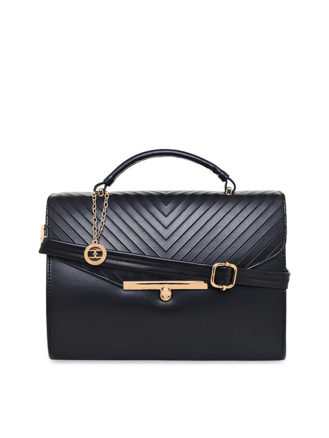 

ESBEDA Black Textured Structured Satchel Slingbag
