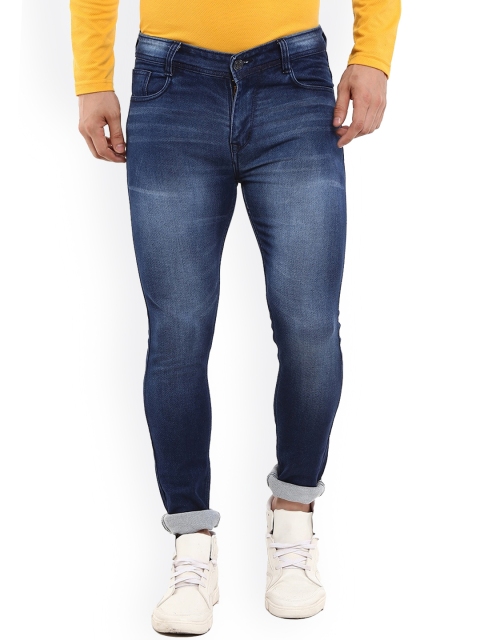 

V-Mart Men Navy Blue Slim Fit Low Distress Heavy Fade Stretchable Jeans