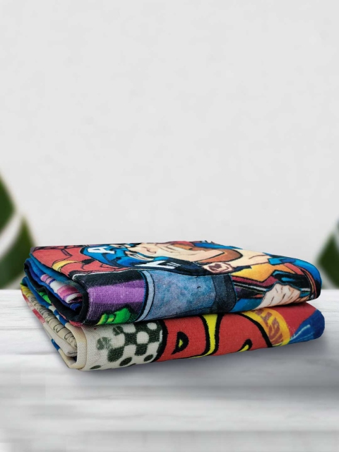 

YK Boys Set of 2 Multi Avengers & Superman Printed 380 GSM Cotton Towels