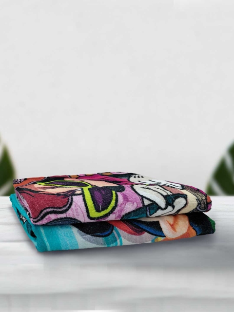 

YK Set of 2 Multi Minnie & Mickey Printed 380 GSM Cotton Towels