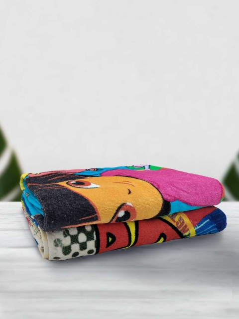 

YK Kids Pack of 2 Multicolored 380 GSM Superman & Dora Printed Cotton Towels, Multi