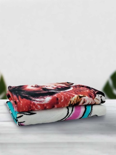

YK Kids Pack of 2 Multicolored 380 GSM Printed Cotton Towels, Multi