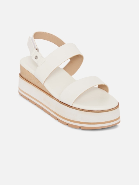 

ALDO Women White & Beige Flatform Sandals with Buckles