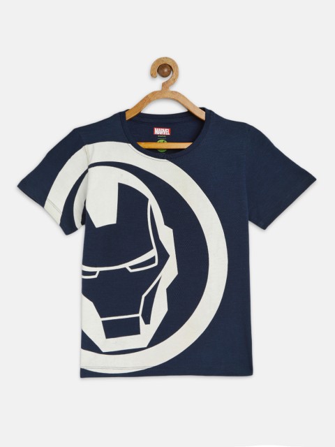 

YK Marvel Boys Navy Blue Printed Round Neck T-shirt