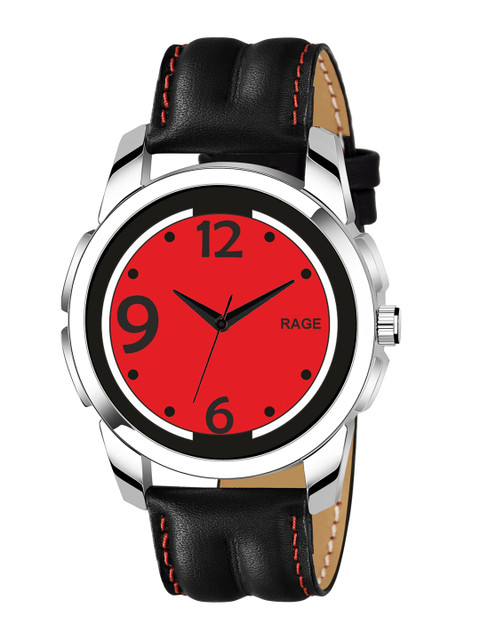 

Rage Enterprise Men Red Dial & Leather Straps Analogue Watch R-759-BLACK