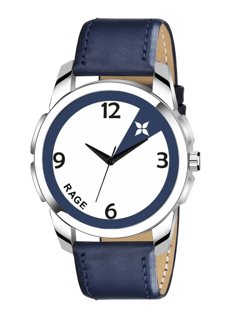 

Rage Enterprise Men White Dial & Blue Leather Straps Analogue Watch R-760-BLUE