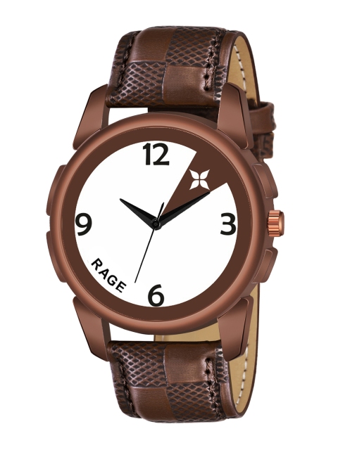 

Rage Enterprise Men White Dial & Brown Leather Textured Straps Analogue Watch R-760-BBROWN
