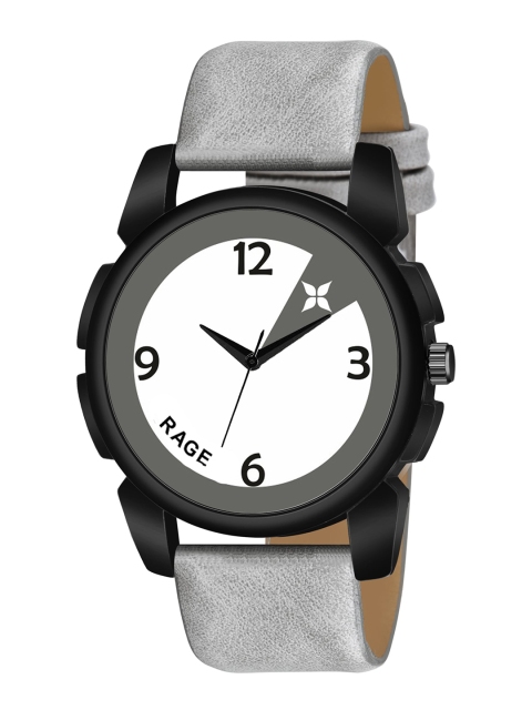 

Rage Enterprise Men White Dial & Leather Straps Analogue Watch R-760-GREY