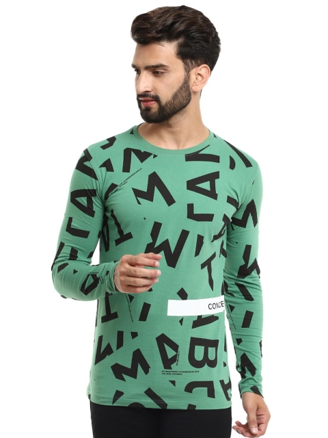 

V-Mart Men Green & Black Printed Slim Fit T-shirt