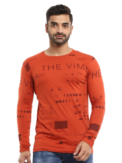 

V-Mart Men Rust Printed Slim Fit T-shirt