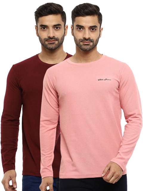 

V-Mart Men Maroon & Pink Regular Fit T-shirt Pack Of 2