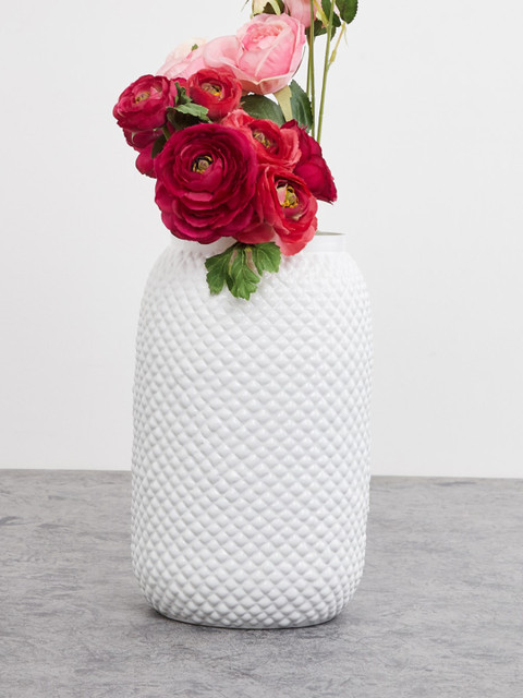 

Home Centre Unisex White Textured Glass Decorative Vases