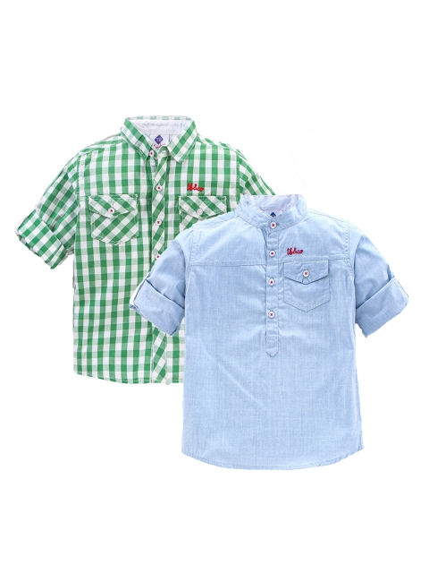 

TONYBOY Boys Green Classic Gingham Checks Checked Casual Shirt