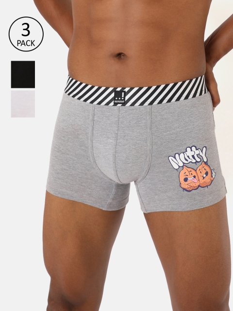 

RAD.MAD.BAD Men Men Pack Of 3 Solid Trunks RMB-TR-BLR, White