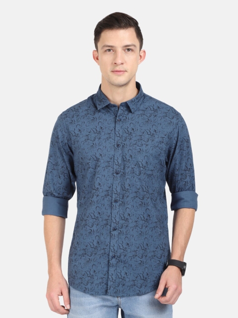 

Crocodile Men Blue Classic Slim Fit Abstract Printed Casual Shirt