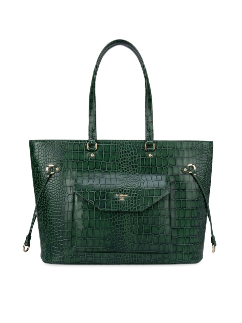 

Da Milano Green Textured Leather Shopper Tote Bag