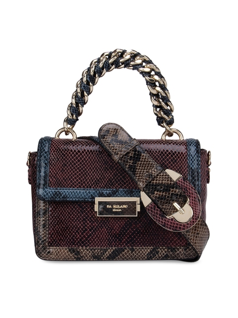 

Da Milano Purple Animal Textured Leather Structured Satchel