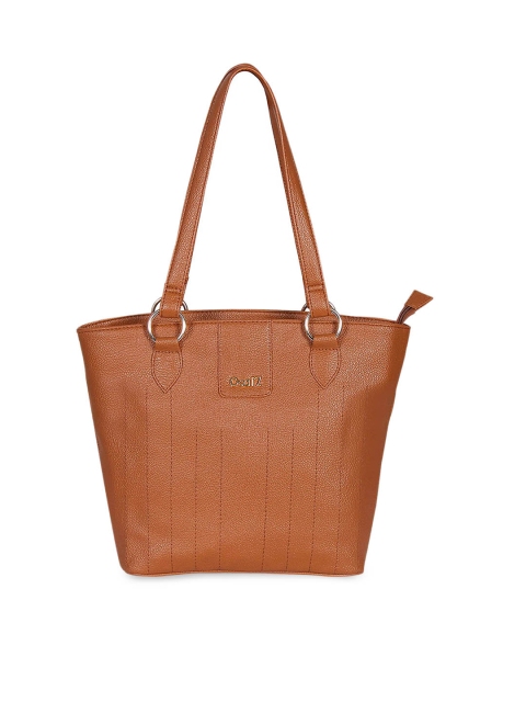 

OsaiZ Brown PU Structured Shoulder Bag with Cut Work