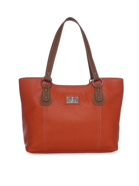 

OsaiZ Orange PU Structured Shoulder Bag with Applique