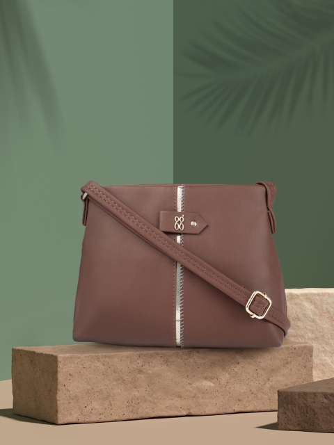 

Baggit Brown Solid Structured Handheld Bag