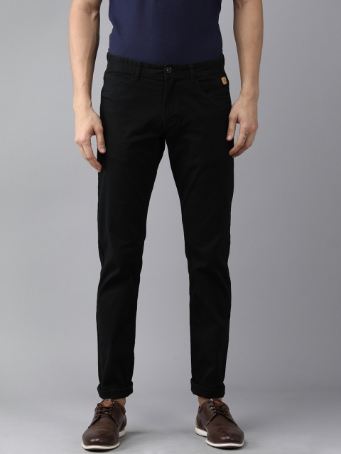 

Van Heusen Sport Men Black Solid Tapered Fit Regular Trousers