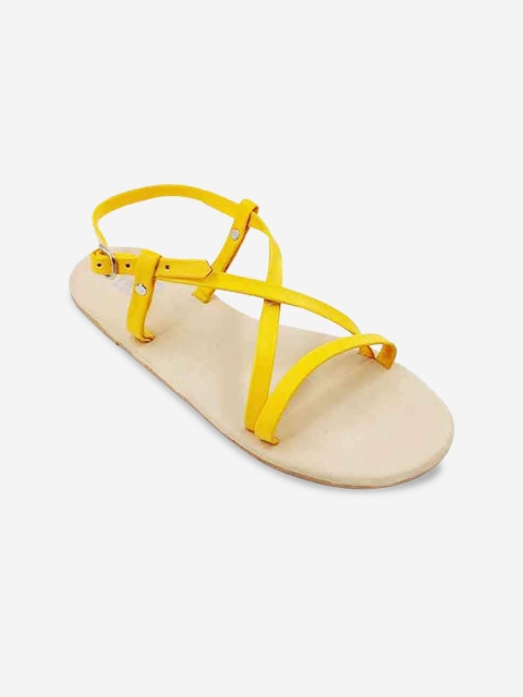 

POSTCARD Women Yellow Open Toe Flats