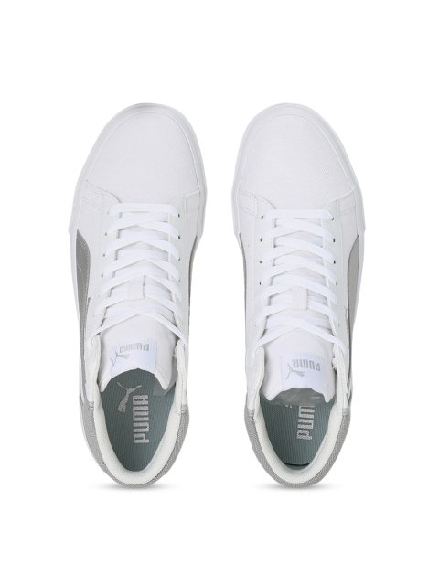 

Puma Men White & Silver-Toned Mid-Top Sneakers