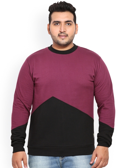 

John Pride Plus Size Purple Black Colourblocked Sweatshirt