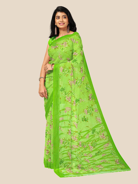

Kalamandir Women Green Floral Print Georgette Saree