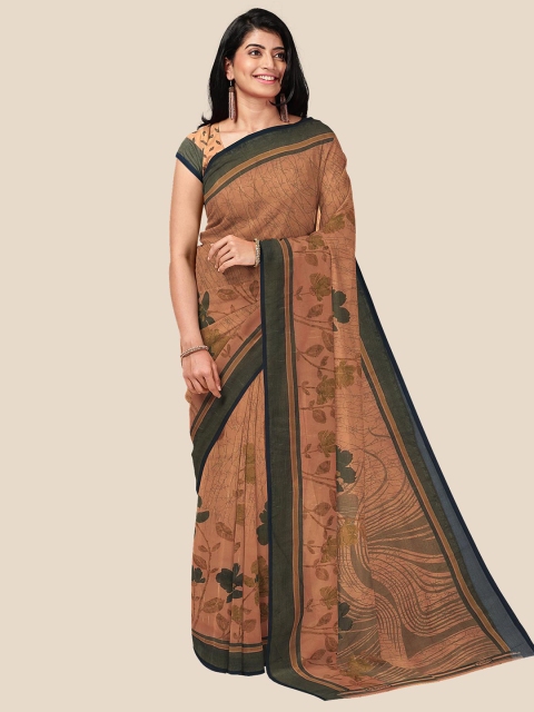 

Kalamandir Brown & Black Floral Pure Georgette Saree