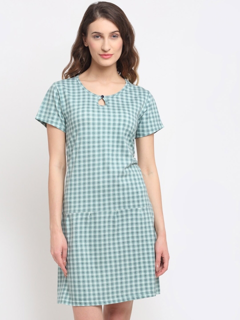 

Kanvin Women Green Checked Pure Cotton Nightdress