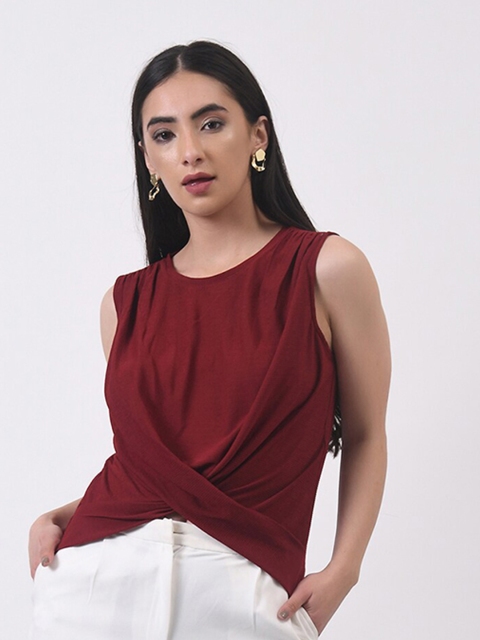 

ATTIC SALT Maroon Crepe Top