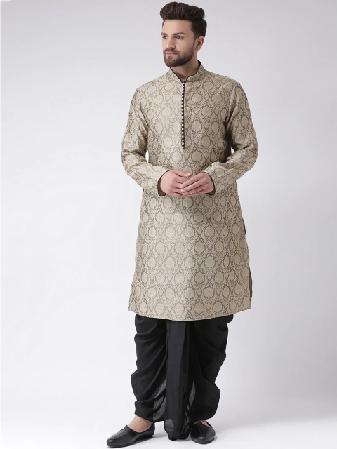 

Chitwan Mohan Men Khaki Dupion Silk Kurta with Dhoti Pants