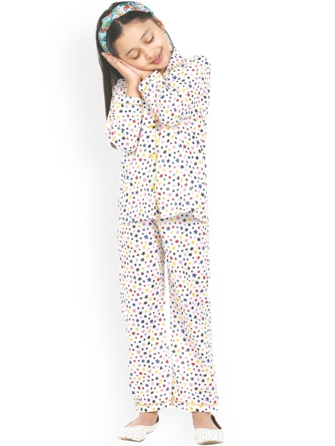 

shopbloom Unisex Kids White Printed Night suit