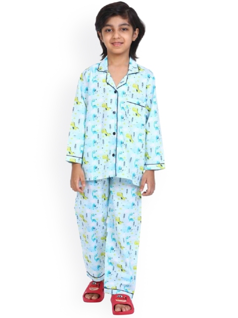 

shopbloom Unisex Kids Blue Printed Night suit