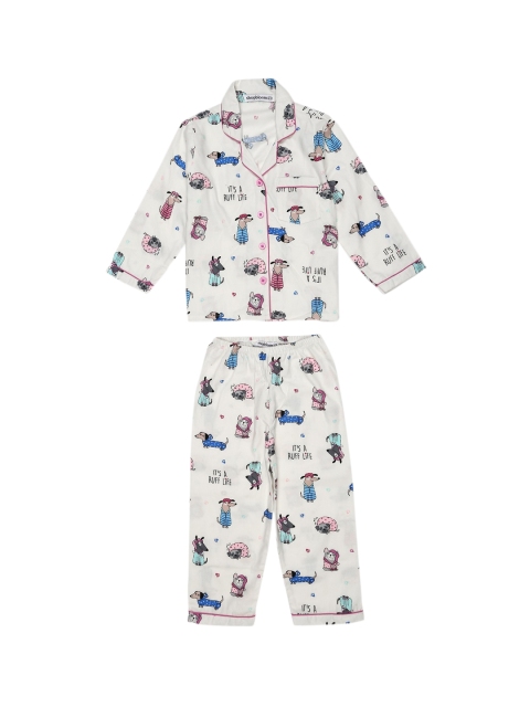 

shopbloom Unisex Kids Beige Printed Cotton Night Suit