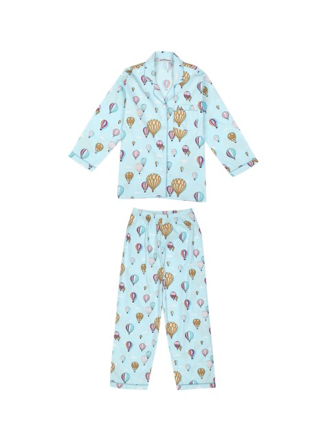 

shopbloom Kids Blue Printed Cotton Night suit