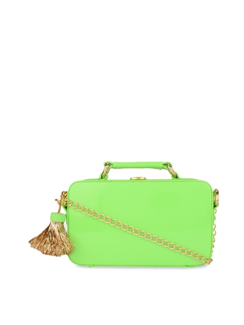 

Vdesi Fluorescent Green PU Structured Sling Bag with Tasselled