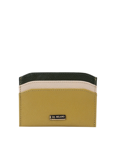 

Da Milano Men Olive Green & Beige Textured Leather Card Holder