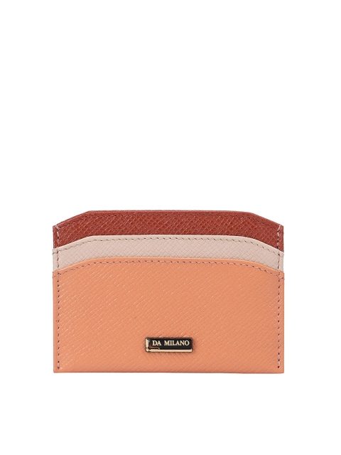 

Da Milano Men Peach-Coloured & White Leather Card Holder