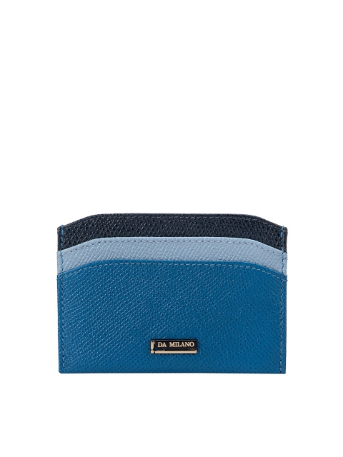 

Da Milano Men Blue & Black Textured Leather Card Holder