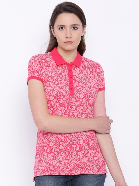 

U.S. Polo Assn. Women Pink Floral Print Polo T-shirt