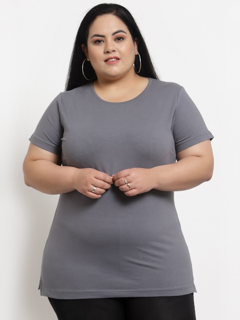 

plusS Women Plus Size Grey T-shirt