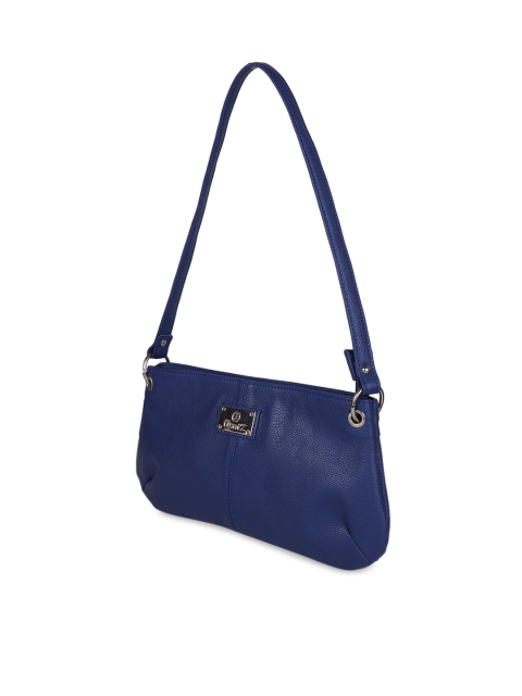 

OsaiZ Navy Blue PU Swagger Shoulder Bag with Applique