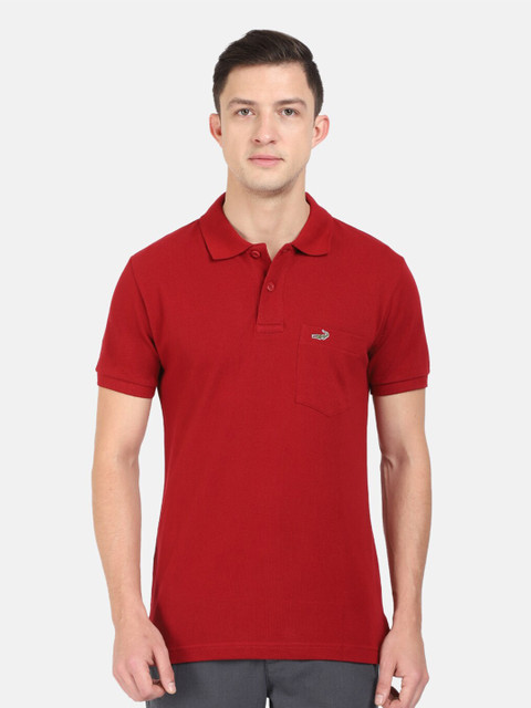 

Crocodile Men Red Polo Collar Slim Fit T-shirt
