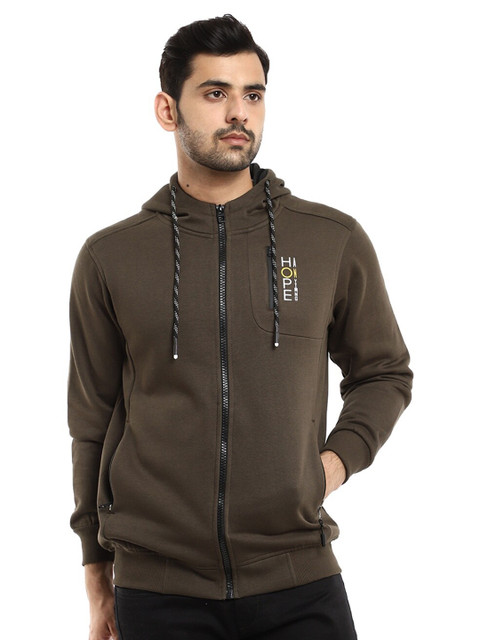 

V-Mart Men Olive Green Hooded Sweatshirt